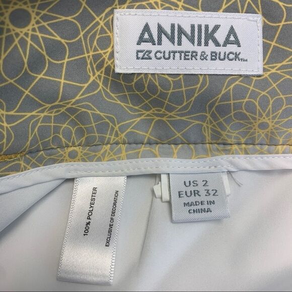 ANNIKA Cutter & Buck golf skirt yellow gray ombré Sz 2 NWOT - Picture 4 of 8